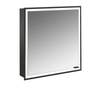 emco prime Armoire de toilette avec éclairage, 600 mm, 1 porte, charnières à gauche, modèle encastré, 949713569, 949713569, Colorazione: nero/specchio
