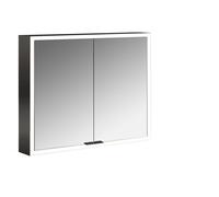 emco prime Armoire de toilette avec éclairage, 800 mm, 2 portes, avec parois latérales réfléchissantes, modèle apparent, 949713562, 949713562, Colorazione: nero/specchio