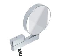 emco Specchio universale LED per cosmetici e rasatura sul braccio flessibile, specchio cosmetico rotondo con illuminazione per montaggio a parete, specchio ingranditore (3/7x) con temperatura di colore regolabile
