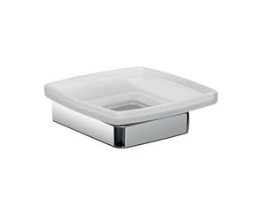 Emco Trend 023000100 - Portasapone in Vetro Satinato, con Supporto Cromato, per saponi a Mano e Sapone Nucleare, Larghezza 120 mm, Vetro Normale