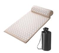 Emdmaltrix Set di tappetini for agopressione | Tappetino e Cuscino for Massaggi Inclusi | for Un rilassamento e Un Massaggio lenitivi, Tappetino Rilassante for dolori al Collo e alla Schiena(Beige)