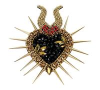 EMDOM Toppe a forma di cuore sacro con perline dorate da cucire su cristallo messicano, da cucire, decorare borse, vestiti, 1 pezzo, multicolore