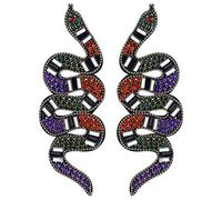 EMDOMO Coppia di toppe a forma di serpente, con strass, da cucire, emblema decorativo, per scarpe, vestiti, accessori fai da te, 1 paio (A)