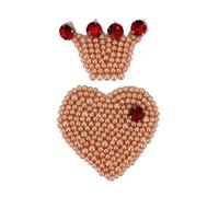 EMDOMO - Toppa a forma di cuore con perline e perline a forma di cuore, con strass e motivi da cucire su distintivo per vestiti, 1 set