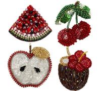 EMDOMO Toppa con perline a forma di frutta, fatte a mano, da cucire, per abbigliamento fai da te (mix E, 4 pezzi)