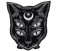 EMDOMO - Toppa da applicare con ferro da stiro, motivo gatto nero, per lavori fai da te e fai da te per giacca punk, retro badge, scrapbooking, cucito decorato, 1 pezzo