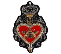 Emdomo - Toppa in seta indiana, oro, con corona, ape, gallo, gatto, cavalli, mostrine da spalla con motivi ricamati, per magliette, accessori da cucito decorati O