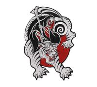EMDOMO Toppa ricamata a forma di animale, tigre, lupo, teschio, morte, termoadesiva, per abbigliamento vintage, streetwear, giacche, zaini, fai da te (B, 1 pezzo)