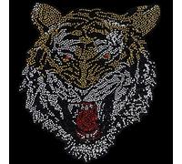 EMDOMO - Toppa termoadesiva con testa di tigre, con strass a caldo, motivo a trasferimento di diamante, per vestiti, fai da te, 2 pezzi