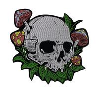 EMDOMO Toppe a forma di teschio a forma di fungo, termoadesive ricamate, per gilet MC Club, decorate