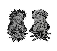 EMDOMO Toppe termoadesive da applicare con ferro da stiro, per fai da te, per giacche, jeans, accessori, figure mitiche, distintivo (mix C, 2 pezzi)
