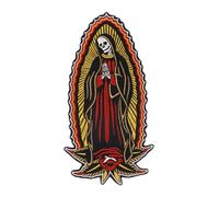 EMDOMO Virgen De Guadalupe - Toppa ricamata termoadesiva con teschio e rosa, per giacche vintage, zaini, fai da te (1 pezzo)