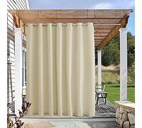 EMDPBD Tende da Esterno con Doppi Occhielli (sopra e sotto), Tende Oscuranti per Esterni per Pergola Gazebo da Giardino, Tende Oscuranti Antivento Impermeabili,Beige-264 * 183cm