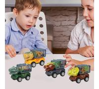 Emdvsco Camion Dei Dinosauri | Giochi Interattivi Dinosauro 4 Pezzi Con Veicoli,Gioco Di Sviluppo Per Costruzione Ingegneria Edifici Abbinamento Raccolta Corsa Natale