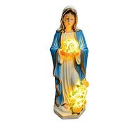 Emdvsco Luce esterna USB Vergine Maria, impermeabile, statua della Madre con design a rosa per giardino, patio, cortile, regalo religioso cattolico per la mamma