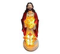 Emdvsco Luce esterna USB Vergine Maria, impermeabile, statua della Madre con design a rosa per giardino, patio, cortile, regalo religioso cattolico per la mamma