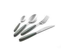 Eme P13BVR/OG Servizio Posate 6 Coltello 6 Forchetta 6 Cucchiaio 6 Cucchiaino Confezione Vetrina 24 Pezzi Modello Vero, Decoro Stampa Sublimatica Colore Olmo Grigio, Nichel Free - Effetto Legno - NEW