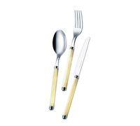 EME Posateria Made In Italy - Servizio 24 Posate Tavola Linea Perlato 6 Persone Acciaio Inox 18/10 Manico Colorate, Colore Manico: Avorio Perlato 13