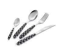 Eme Set 24pz Posate Vero Manhattan Nero Made In Italy