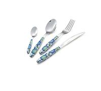 Eme Set 24pz Posate Vetrina Salvaspazio Vero Tropical Blu Made in Italy