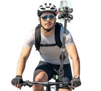 EMEBAY Supporto Telefono Bicicletta Scooter per Smartphone e Action Camera | Supporto per telefono da bicicletta impermeabile in lega di alluminio con selfie stick POV in terza persona per ciclismo