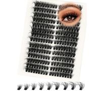 EMEDA 80D Ciglia a Grappolo Volume Effetto 3D Ciglia a Ciuffi Naturali e Morbide 8-16mm mix C curl 80P Ciglia a Grappolo per Extension Fai da Te Occhio di Gatto (80P, 0.07C Mix)