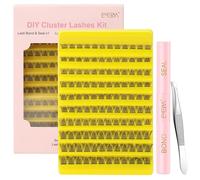 EMEDA Ciglia a grappolo individuali con il bond e seal e Applicatore 8-16mm mix Ciglia clusters with bond and Seal kit DIY individual lash extensions (M02 mix)