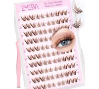 EMEDA Ciglia autoadesive marroni naturale Cluster Ciglia auto-adesive Kit di ciglia preincollate Nessun residuo appiccicoso Ciglia a grappolo senza colla Non c'è bisogno di colla (Brown)