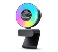 EMEET Webcam S600L 4K per Streaming con Luce ad Anello, 4 Modalità di Illuminazione, Effetto Arcobaleno, Sensore da 1/2", Imaging AI, PDAF 0,2S, 2 Microfoni, Webcam 4K con Luce per OBS/Twitch/PC/Mac