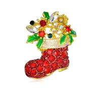 EMEGCY Spilla a forma di corona di Natale e Babbo Natale, placcata oro, regalo per donne, ragazze e amiche, Base, Base