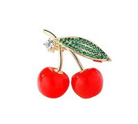 EMEGCY Spilla a forma di frutta, con cristalli austriaci, placcata in oro 18 carati, con pietra portafortuna, regalo di compleanno per donne e uomini, Rame, Base