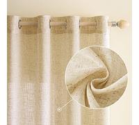 EMEMA Lino Tende con Occhielli 2P Beige Tenda per Interni 215Ax140Lcm
