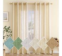 EMEMA Lino Tende con Occhielli 2P Beige Tenda per Interni 280Ax140Lcm