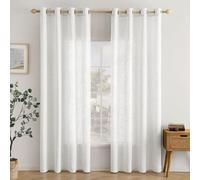 EMEMA Lino Tende con Occhielli 2P Bianco Tenda per Interni 225Ax140Lcm | Tende Lino Trasparente Tende Moderne a Vela per Porte Balcone Adatte per Soggiorno Camera da Letto