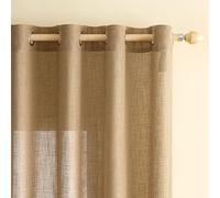 EMEMA Lino Tende con Occhielli 2P Marrone Tenda per Interni 160Ax140Lcm