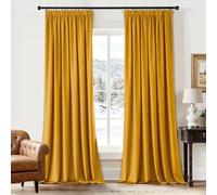 EMEMA Tende a cordoncino semi-oscuranti, isolanti in velluto, 2 pezzi, 140 x 300 cm, tende moderne per soggiorno e camera da letto, tenda spessa in raso termico, giallo senape