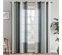 EMEMA Tende con Occhielli 2set Verde Righe Trasparente Tenda A225xL140cm