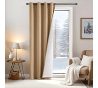 EMEMA Tende oscuranti a doppio strato, 1 tenda termica isolante, protezione contro il freddo e il vento, ideali per l'inverno, tenda per porta o divisorio, 225 x 132 cm, marrone