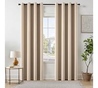 EMEMA Tende oscuranti beige con occhielli, lunghezza 225 cm, morbide tende oscuranti di stanze, set da 2 tende oscuranti per soggiorno, camera da letto, tende oscuranti con occhielli, ogni altezza 225