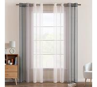 EMEMA Tende Voile Trasparenti Occhielli 2P Grigio Tenda 215Ax140Lcm