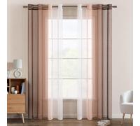 EMEMA Tende Voile Trasparenti Occhielli 2P Marrone Chiaro Tenda 245Ax140Lcm