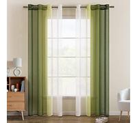 EMEMA Tende Voile Trasparenti Occhielli 2P Verde Oliva Tenda 225Ax140Lcm