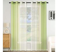 EMEMA Tende Voile Trasparenti Occhielli 2P Verde Tenda 215Ax140Lcm