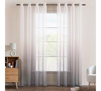 EMEMA Voile Tende Trasparenti con Occhielli 2P Grigio 215Ax140Lcm