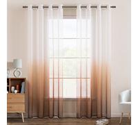 EMEMA Voile Tende Trasparenti con Occhielli 2P Marrone 145Ax140Lcm | Voile Tende Trasparenti con Occhielli Sfumato per Soggiorno Verticale Tenda per Finestra per Soggiorno e Camera da Letto