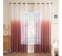 EMEMA Voile Tende Trasparenti con Occhielli 2P Marrone Rosso 215Ax140Lcm | Voile Tende Trasparenti con Occhielli Sfumato per Soggiorno Verticale Tenda per Finestra per Soggiorno e Camera da Letto
