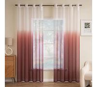 EMEMA Voile Tende Trasparenti con Occhielli 2P Marrone Rosso 260Ax140Lcm