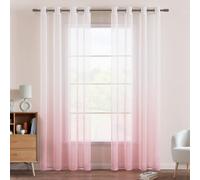 EMEMA Voile Tende Trasparenti con Occhielli 2P Rosa 137Ax140Lcm