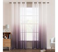 EMEMA Voile Tende Trasparenti con Occhielli 2P Viola 215Ax140Lcm