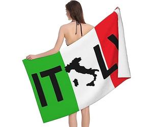 EMENZA Telo Mare Microfibra Grande 180 x 90 Italia, 3D Bandiera Telo Mare Leggero Antisabbia per Donna Uomo, Asciugamano Microfibra Asciugatura Rapida per Bagno, Spiaggia, Campeggio, Viaggio